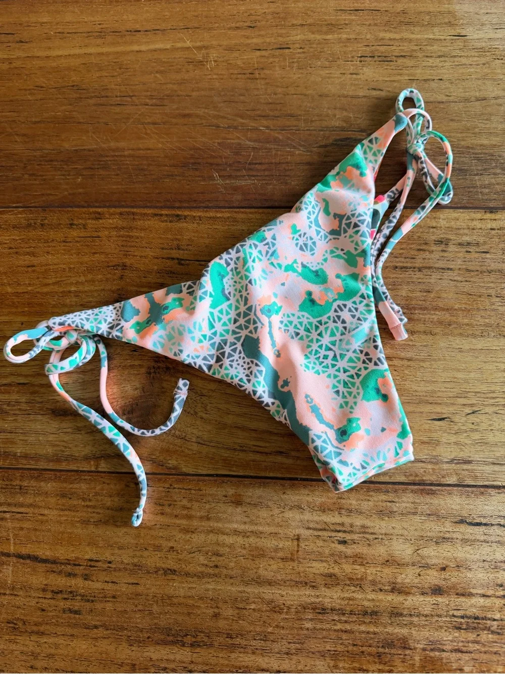 NWOT Maaje Coral, Turquoise & White Tie-Side Bikini Bottom Reversible / small